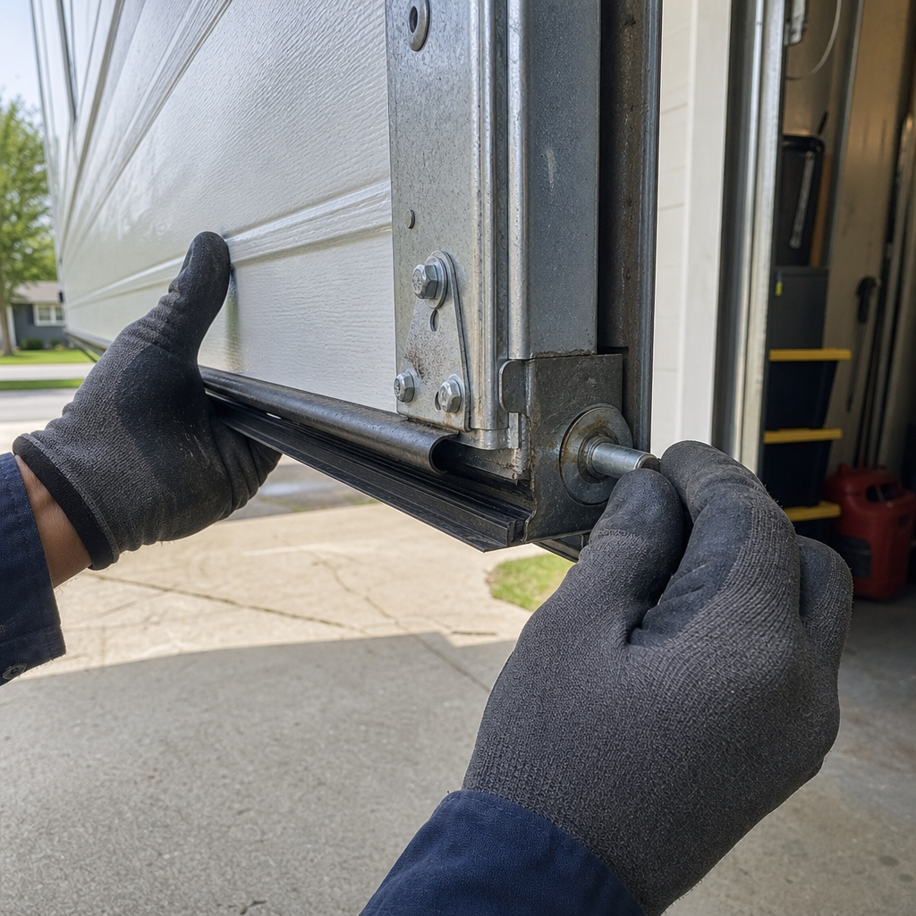 Garage door roller adjustment by professional in Amherst, OH